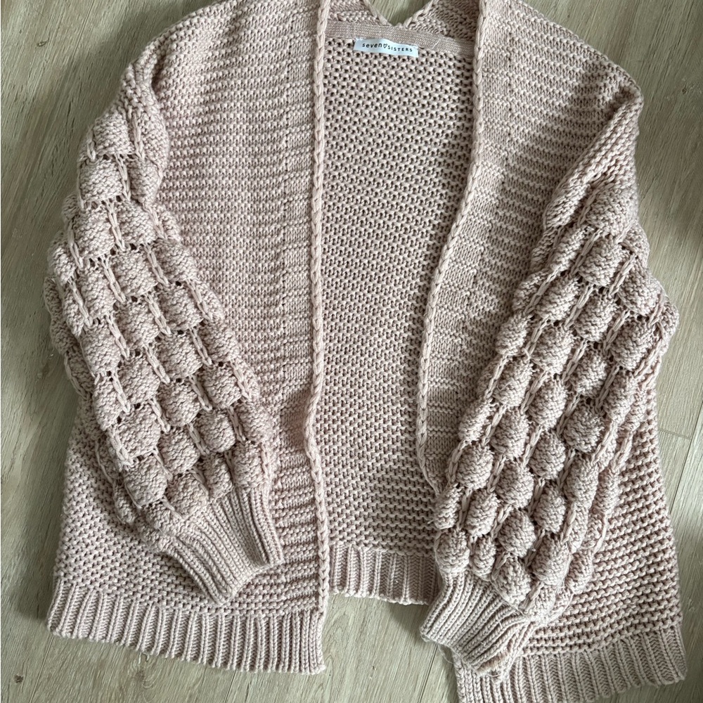 Chunky Knit Cardigan in Light Pink